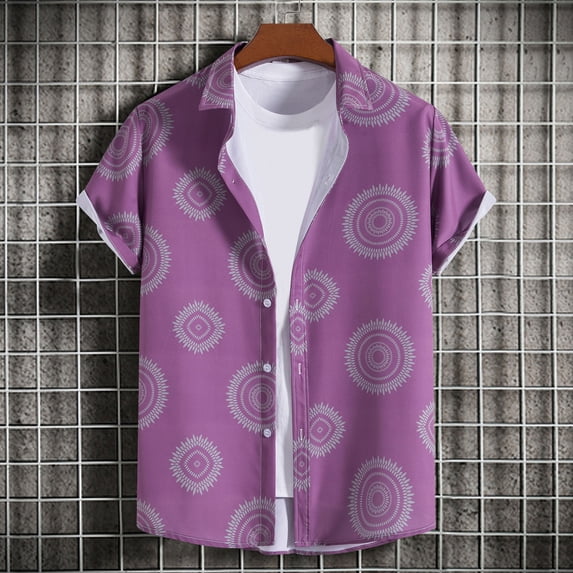 Tbopshirt Summer Tops,Men's Casual Short Sleeve Hawaiian Vacation Style Shirt Blouse T-shirt