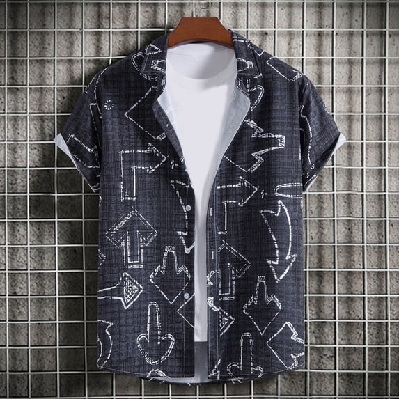 Tbopshirt Summer Tops,Men's Casual Short Sleeve Hawaiian Vacation Style Shirt Blouse T-shirt