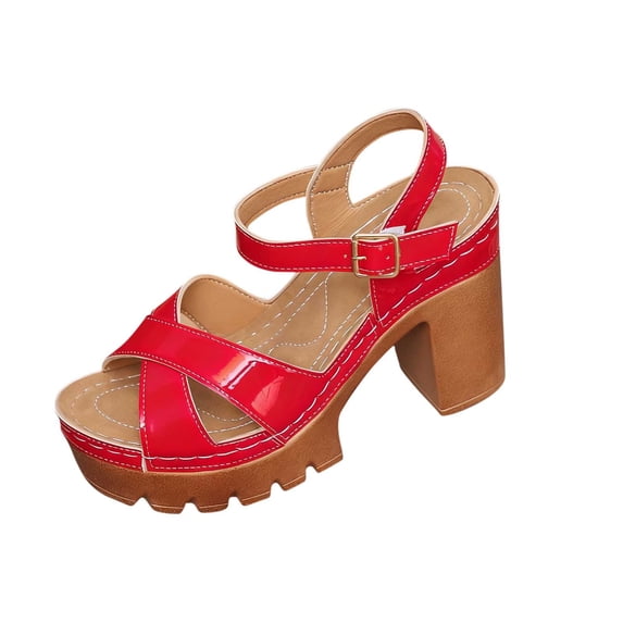 Tbopshirt Summer Women's Heeled Sandals with Arch Support Block Heel Open Toe Casual for Wedding Party