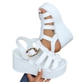 thumbnail image 1 of Tbopshirt Summer Womens Wedge Sandals Open Toe Solid Color Wedge Heels with Arch Support Plus Size, 1 of 9