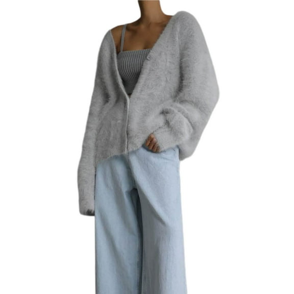 Tbopshirt Sweater Coat Cardigans for Women,Fall Sweaters Women,Knitted Sweater Cardigan 2025 Loose Fashion Long-Sleeved V-Neck