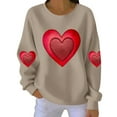 thumbnail image 1 of Tbopshirt Sweatshirts for Women Graphic Hoodless Valentine Long Sleeve Crewneck Ribbed Pullover Tops Khaki,2XL, 1 of 4