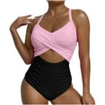 thumbnail image 1 of Tbopshirt Swimsuits for Women,Womens Bathing Suits,Big Size Hanging Neck Strap Backless Swimsuit,Plus Size Swimsuits, 1 of 7