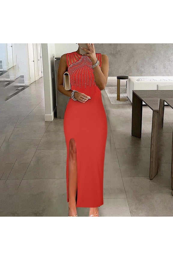 Tank Top for Women,Womens Fashion Summer Sleevess Solid Color Long Maxi Dress