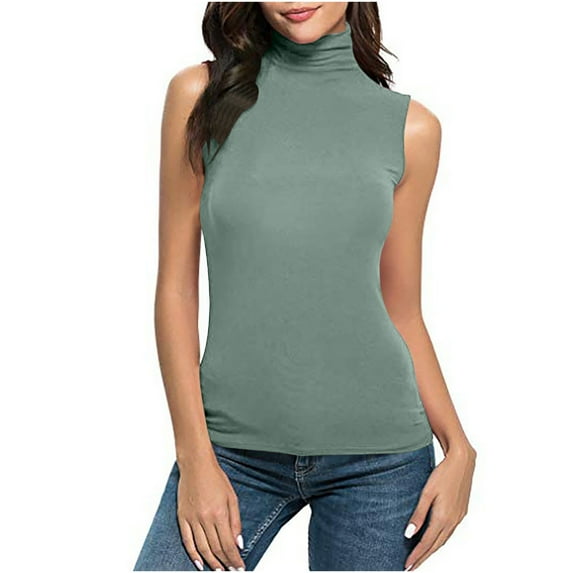 Tbopshirt Tank Tops for Women,Womens tops,Womens Fashion Casual Solid Color Sleeveless Turtleneck Tee Shirt Blouse T-Shirt top,T-shirt Vest Tee Blouse,Womens Fashion