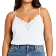 thumbnail image 1 of Tbopshirt Tank Tops for Women Plus Size Trim Camisole Spaghetti Strap Lace Tank Top Soft Cotton Blend Summer Vest Summer Undershirt,White, 1 of 6
