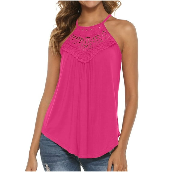 Tbopshirt Tank tops for Women Clearance,Womens tops,Solid Color Casual Lace up Tank tops Hollow Sleeveless Round Neck,T-shirt Vest Tee Blouse,Camisoles for Women Plus Summer Savings Deals