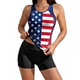 thumbnail image 1 of Tbopshirt Tankini Swimsuits for Women 2 Piece with Padded Bra Summer Tummy Control Sleeveless Crew Neck Casual Printed July 4th Bathing Suits, 1 of 8