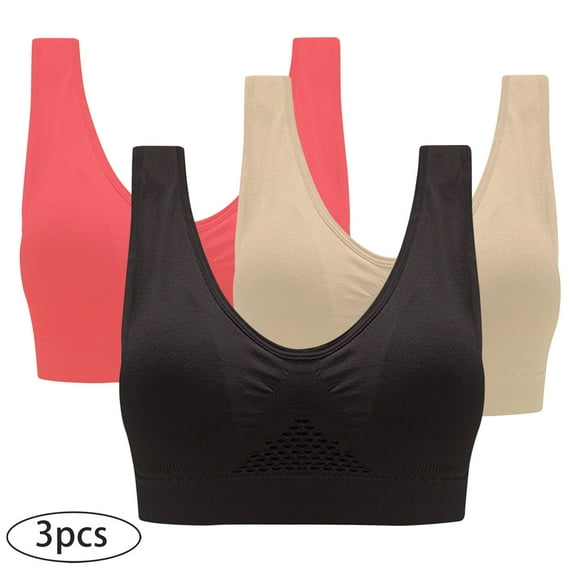 Tbopshirt Tbopshirt Wireless Sports Bras for Women Plus Size,Stretchy Yoga Bras,3-Pack Women Sports Bra Without Wire Free Support Yoga Running Underwears