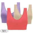 thumbnail image 1 of Tbopshirt Tbopshirt Wireless Sports Bras for Women Plus Size,Stretchy Yoga Bras,3-Pack Women Sports Bra Without Wire Free Support Yoga Running Underwears, 1 of 1