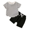 thumbnail image 1 of Tbopshirt Toddler Clothing,Toddler Kids Baby Boys Fashion Cute Short Sleeve Stripe Print Casual Pocket Shorts Suit, 1 of 1