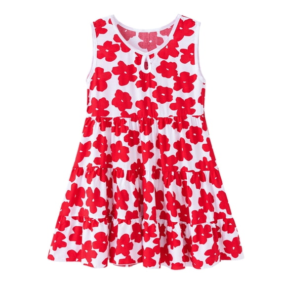Tbopshirt Toddler Clothing, Toddler Kids Baby Girls Fashion Cute Sleeveless Sweet Print Ruffle Dress