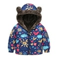 thumbnail image 1 of Tbopshirt Toddler Girls Winter Coats,Hooded Kids Coats Toddler Baby Boys Girls Flower Print Plush Cute Winter Thick Casual Keep Warm Hooded Coat Jacket, 1 of 9