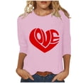 thumbnail image 1 of Tbopshirt Valentine's Day T-Shirts for Women 3/4 Sleeve,Casual Crewneck Loose Love Heart Graphic Tees Summer Plus Size Tops,S-XXXXXL, 1 of 4