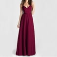 thumbnail image 1 of Tbopshirt Wedding Guest Dresses for Women,Fashion Women Summer Casual Solid V-Neck Camis Sleeveless Vest Long Dress, 1 of 5