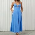 thumbnail image 1 of Tbopshirt Wedding Guest Dresses for Women Fashionable Solid Color Suspender V-neck Bra Suspender Slit Dress, 1 of 5
