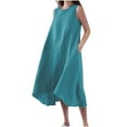 thumbnail image 1 of Tbopshirt Wedding Guest Dresses for Women Summer Casual Round Neck Solid Sleeveless Dresses, 1 of 4
