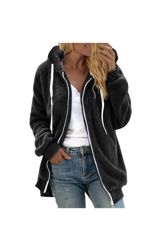 Winter Coats for Women,Womens Coats,Fashion Women's Zipper V-Neck Pullover Tops Long Sleeve Hooded Blouse Sweatshirt,Zipper Coat Hoodie Jackets
