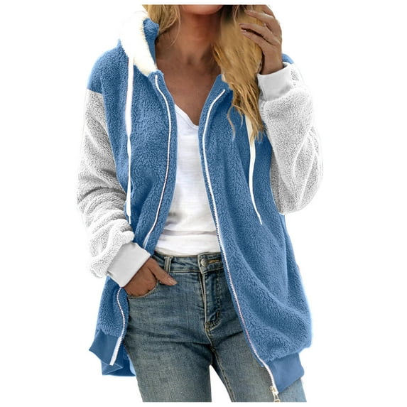 Tbopshirt Winter Coats For Women Clearance,Womens Coats,Fashion Women's Zipper V-Neck Pullover Tops Long Sleeve Hooded Blouse Sweatshirt,Zipper Coat Hoodie Jackets,Holiday Savings