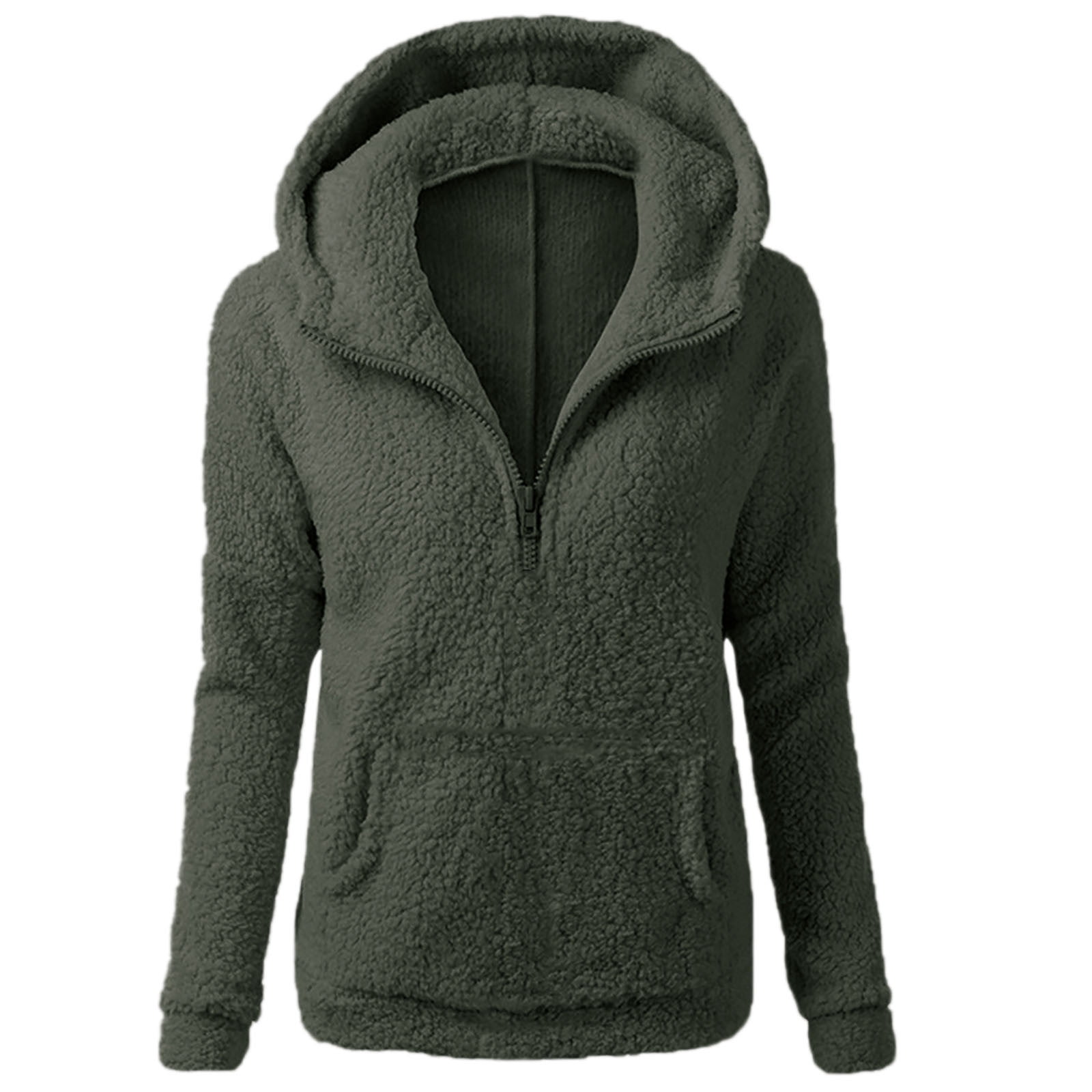 Tbopshirt Winter Coats for Women,Womens Coats,Women Solid Color Hooded Plush Sweater Long Sleeved Casual Hooded Top,Zipper Hoodie Jackets