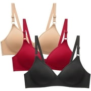 Tbopshirt Wirefree Bras for Women,Adjustable Shoulder Straps Women Bras 3pcs Womens Bra Soild Wire Free Underwear Bra Everyday Small Cup Underwear