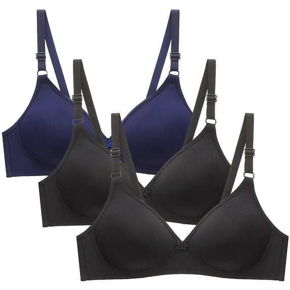 Tbopshirt Wirefree Bras for Women,Adjustable Shoulder Straps Women Bras 3pcs Women's Bra Soild Wire Free Underwear Bra Everyday Small Cup Underwear