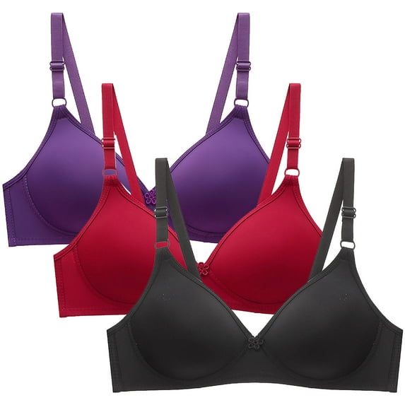 Tbopshirt Wirefree Bras for Women,Adjustable Shoulder Straps Women Bras 3pcs Women's Bra Soild Wire Free Underwear Bra Everyday Small Cup Underwear