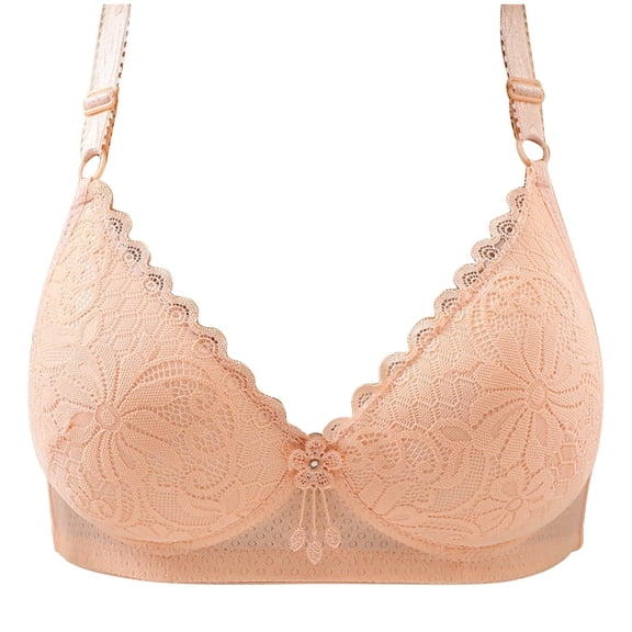 Tbopshirt Wireless Bras for Women Plus Size,Stretch Push-Up Womens Bras Lace Underwire Bras,Traceless Comfortable No Steel Ring Breathable Gathering Bra Underwear