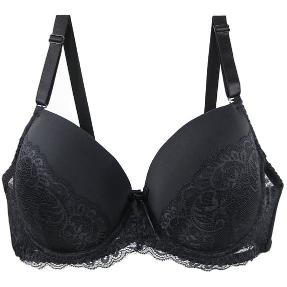 Tbopshirt Wireless Bras for Women Plus Size Push Up Solid Color Gathering Breathable Underwear Adjustable Full Coverage Everyday Bras