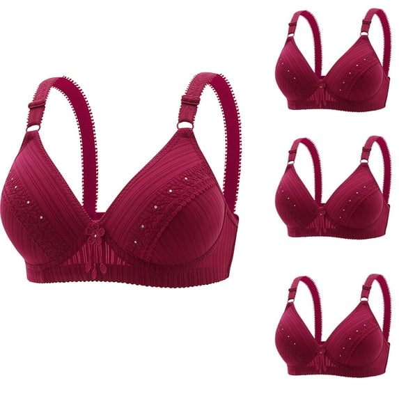 Tbopshirt Wireless Bras for Women Plus Size,Stretch Push-Up Womens Bras,Woman's Embroidered Glossy Comfortable Breathable Bra Underwear No Rims Set