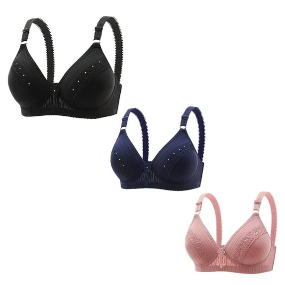 Tbopshirt Wireless Bras for Women Plus Size,Stretch Push-Up Womens Bras,Woman's Embroidered Glossy Comfortable Breathable Bra Underwear No Rims Set