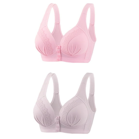 Tbopshirt Wireless Nursing Bras for Women Plus Size,Stretch Push-Up Front Closure Lace Bra,2PC Women's No Steel Ring Lactation Vest Bra Back Adjustment Yoga Running Bra