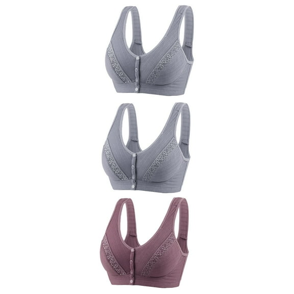 Tbopshirt Wireless Nursing Bras for Women Plus Size,Stretch Push-Up Front Closure Lace Bra,3pc Women's No Steel Ring Lactation Bra Back Adjustment Yoga Running Bra