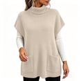 thumbnail image 1 of Tbopshirt Women Sleeveless Sweater Vest Turtleneck Oversized Pullover Sweaters with Front Pockets for Fall Winter Casual Outfit Going Out Knit Tops, 1 of 8