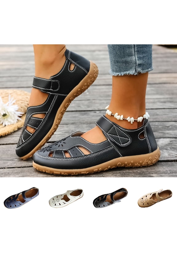 Women Summer Sandals Closed Toe Trendy Comfortable Flat Sandals Beach Vacation