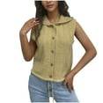 thumbnail image 1 of Tbopshirt Women Sweater Vests Casual,Fall Sweaters for Women,Solid Color Sleeveless Knitted Hooded Cardigan Sweater Round Neck Tank Top, 1 of 3