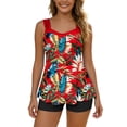 thumbnail image 1 of Tbopshirt Women's Tankini Swimsuits Wide Strap Printing Summer Tankini Bathing Suits Flowy Swim Tank Tops with Boyshorts Tummy Control Beach Bikini Sets, 1 of 9