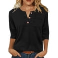 thumbnail image 1 of Tbopshirt Womens Blouses Summer Tops for Women Casual Relaxed Fashionable Button V-neck Short-sleeved Top,Black, 1 of 6