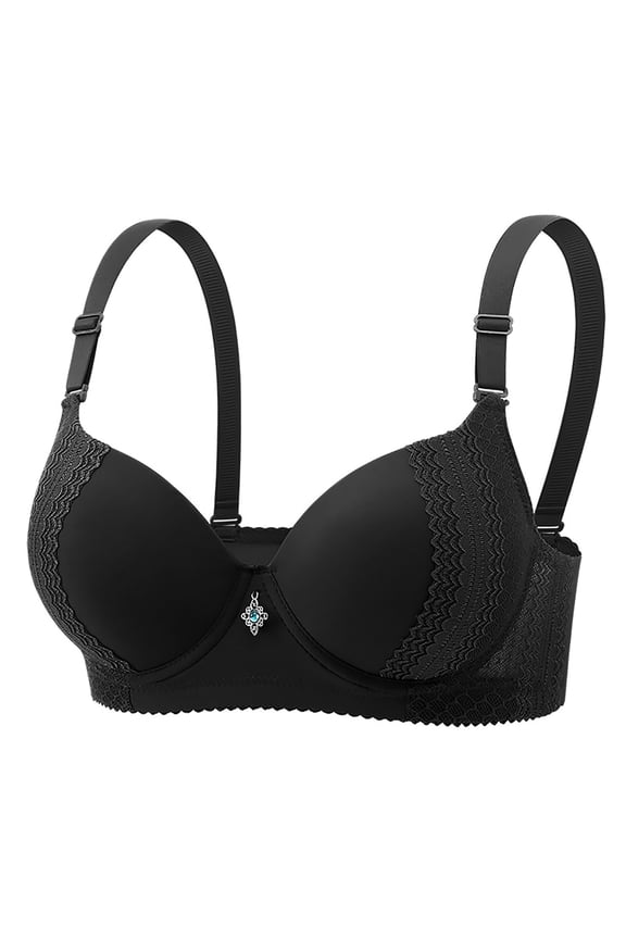 Womens Bras Lace Flower Gathered Together Adjustable Shoulder Straps Plus Size Full Cup Seamless Push Up Shaping Everyday Bras