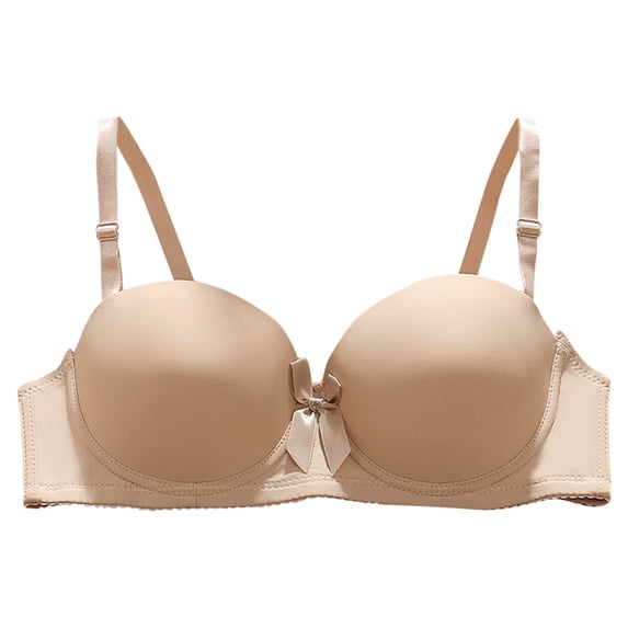 Tbopshirt Womens Bras Wirefree Push Up Solid Color Gathering Breathable Underwear Adjustable Full Coverage Everyday Bras