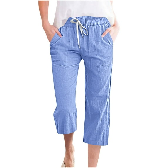 Tbopshirt Womens Casual Pants,Women's Fragrant Solid Color Loose Women Fashion Drawstring Pants Seven Pants Pockets,Plus Size Pants for Women