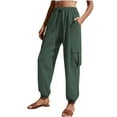 thumbnail image 1 of Tbopshirt Womens Casual Pants,Women's Spring and Summer New Hundred Solid Color Pocket Casual Work Women's Pants Leisure Pants Trousers,Plus Size Pants for Women, 1 of 6