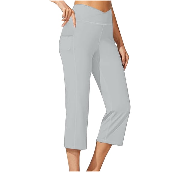 Tbopshirt Womens Casual Pants,Yoga Pants High Waist Workout Yoga Pants with Pockets Leggings Crop Straight Pants,Plus Size Pants for Women
