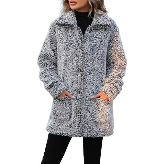 Tbopshirt Womens Fleece Jackets Coats,Fleece Cardigans for Women,Winter High Round Neck Long Sleeve Loose Iron Zipper Velvet Coat Hoodless Casual Coat,Fuzzy Fleece Cardigan Jackets Women