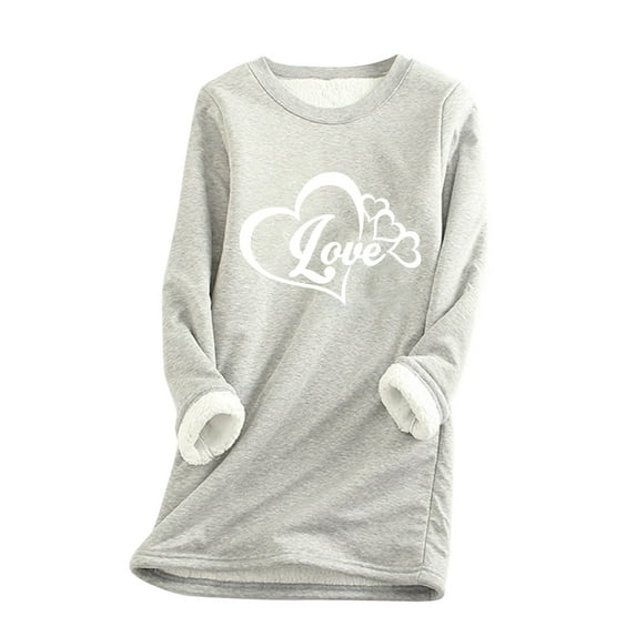 Tbopshirt Womens Hoodless Sweatshirts Christmas Clearance Deals,Plus Size Essential Crewneck Sweatshirts Christmas Women's Round Neck Pocket Thickened Plush Warm Long Sleeve Tops,Holiday Savings