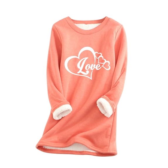 Tbopshirt Womens Hoodless Sweatshirts Christmas Clearance Deals,Plus Size Essential Crewneck Sweatshirts Christmas Women's Round Neck Pocket Thickened Plush Warm Long Sleeve Tops,Holiday Savings