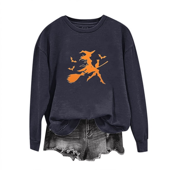 Tbopshirt Womens Hoodless Sweatshirts Halloween,Sweatshirts for Women Plus Size,Fall Winter Glasses Girl Print Casual Sports Round-Neck Tracksuits Long Sleeve,Hoodies Sweatshirts Pullover