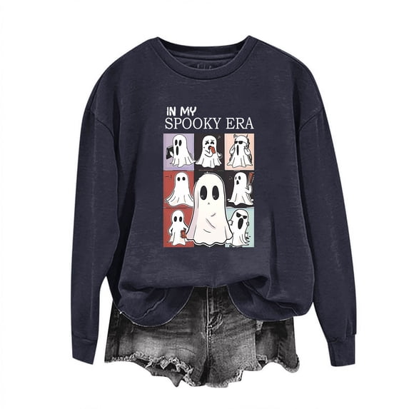 Tbopshirt Womens Hoodless Sweatshirts Halloween,Sweatshirts for Women Plus Size,Fall Winter Glasses Girl Print Casual Sports Round-Neck Tracksuits Long Sleeve,Hoodies Sweatshirts Pullover