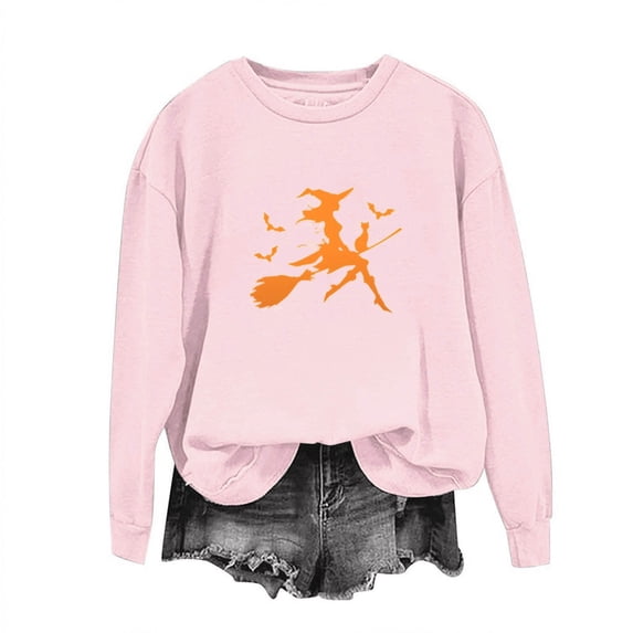 Tbopshirt Womens Hoodless Sweatshirts Halloween,Sweatshirts for Women Plus Size,Fall Winter Glasses Girl Print Casual Sports Round-Neck Tracksuits Long Sleeve,Hoodies Sweatshirts Pullover