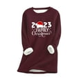 thumbnail image 1 of Tbopshirt Womens Hoodless Sweatshirts,Plus Size Essential Crewneck Sweatshirts Christmas Women's Round Neck Pocket Thickened Plush Warm Long Sleeve Tops, 1 of 5